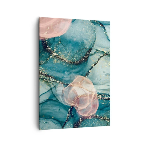 Schilderen op canvas - Zijdeblauw, tule roze - 50x70 cm