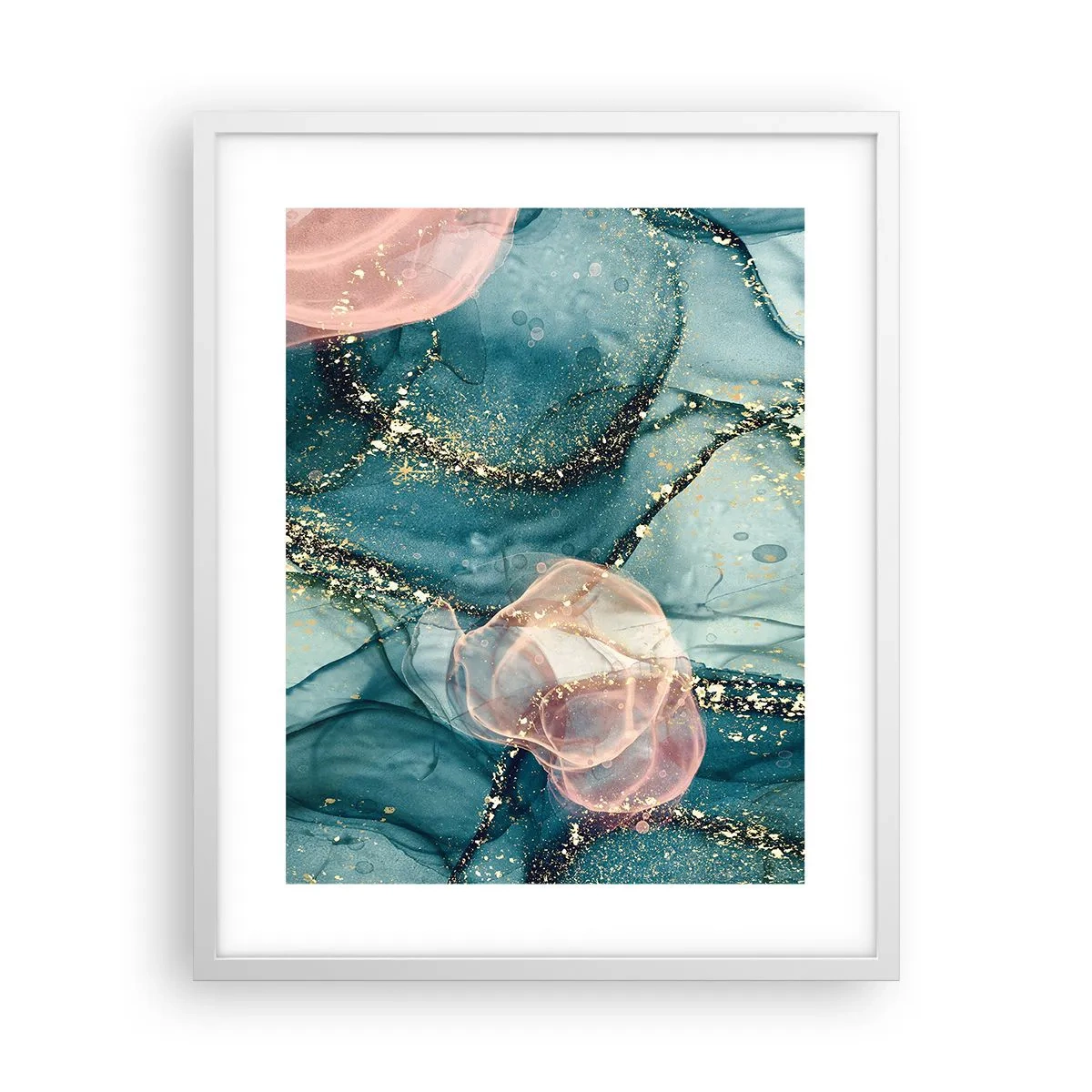 Poster in een witte lijst - Zijdeblauw, tule roze - 40x50 cm