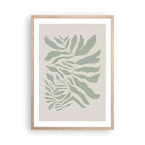 Een poster in een licht eiken lijst - Smaragdgroene tak - 50x70 cm