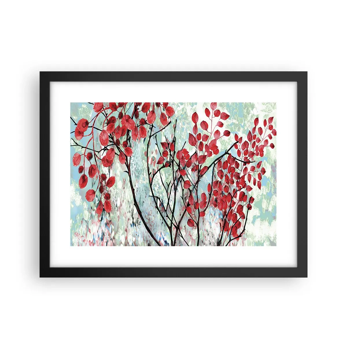 Poster in een zwarte lijst - Boom in scharlaken - 40x30 cm