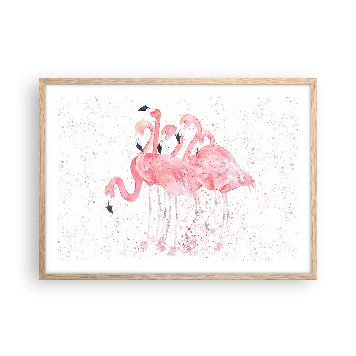 Een poster in een licht eiken lijst - Roze ensemble - 70x50 cm