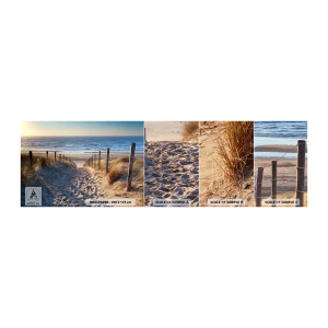 Fotobehang Monster Zelfklevend Deluxe Sticker - Het geluid van de zee, het zingen van vogels, een wild strand tussen het gras... - Landschap, Strand, Duinen - 100x30 cm
