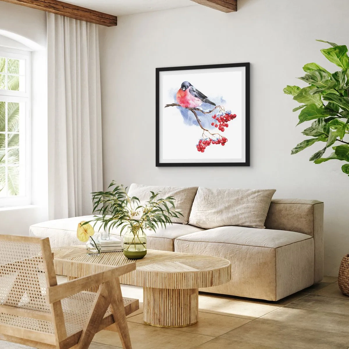 Poster in een zwarte lijst - Winter in kleur - 50x50 cm