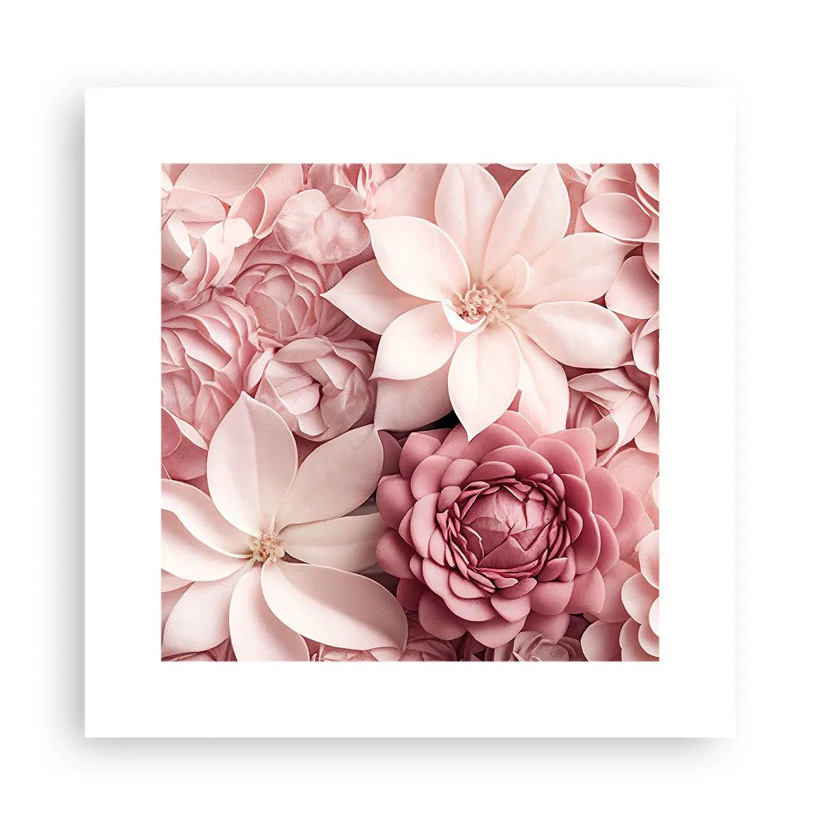 Poster - In roze bloemblaadjes - 30x30 cm