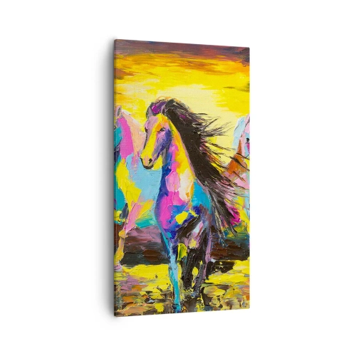 Schilderen op canvas - Ondergedompeld in de regenboog - 55x100 cm