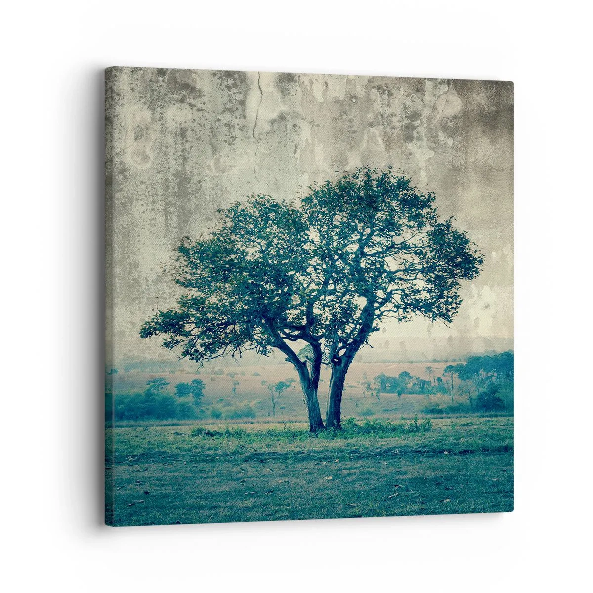 Schilderen op canvas - Een appelboom op een blauw veld? - 30x30 cm