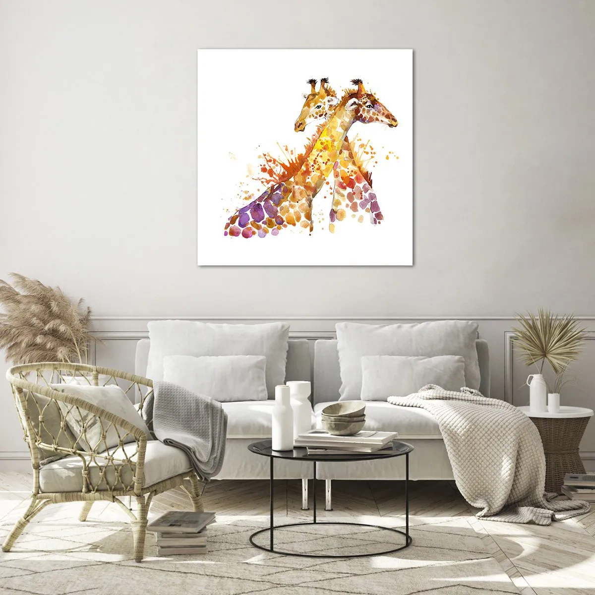 Schilderen op glas - Is het vriendschap of is het een baby? - 70x70 cm