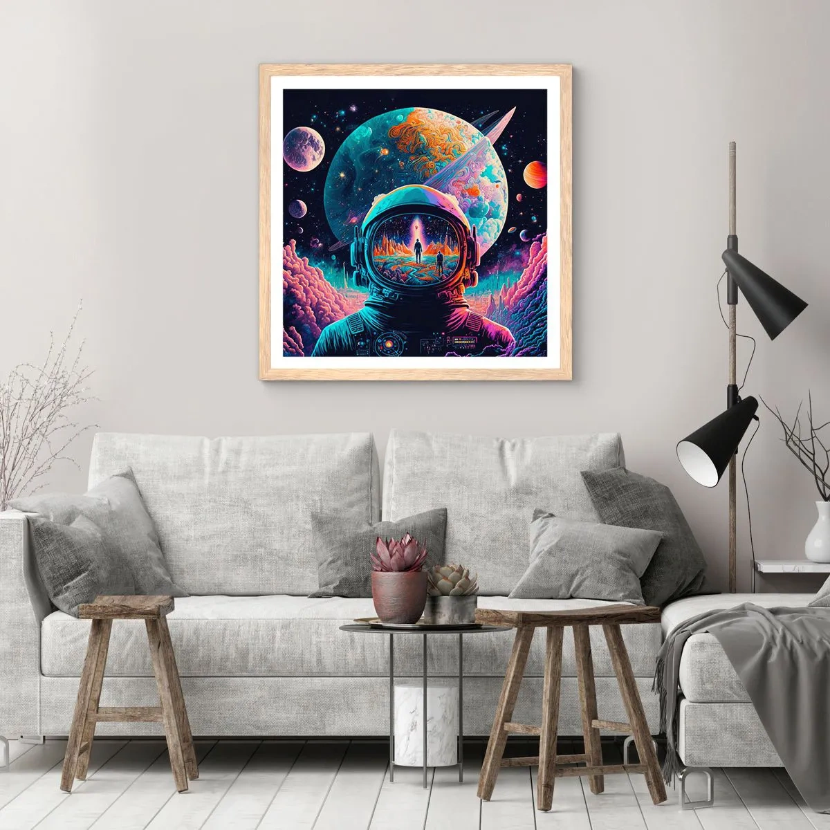 Een poster in een licht eiken lijst - Filosofen hebben er niet van gedroomd - 50x50 cm