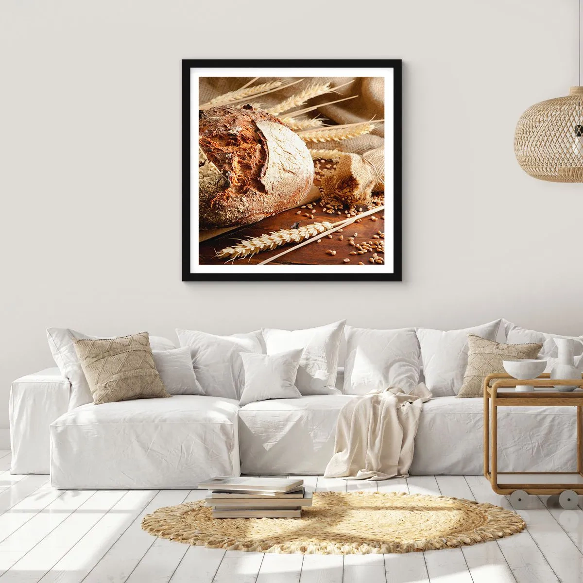 Poster in een zwarte lijst - Smakelijk, geurig, knapperig - 40x40 cm
