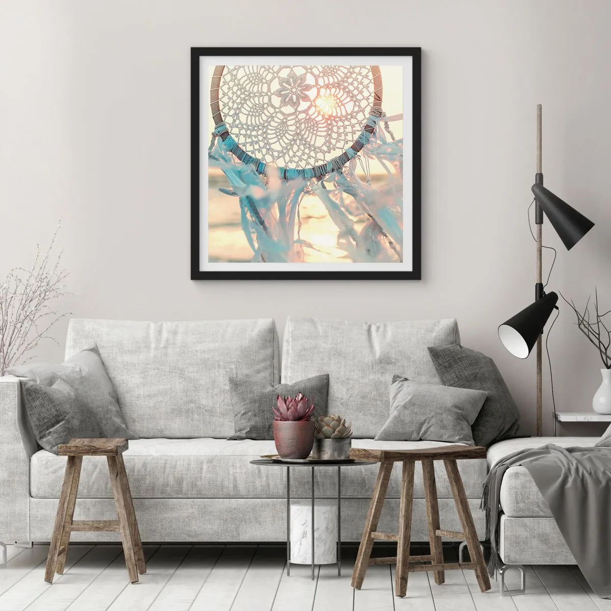 Poster in een zwarte lijst - Kanten totem - 60x60 cm