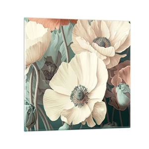 Schilderen op glas - Het gefluister van klaprozen - 70x70 cm
