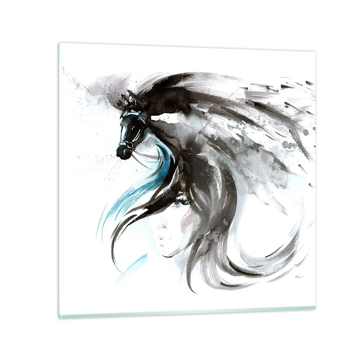 Schilderen op glas - Galop van de Zwarte Prins - 70x70 cm