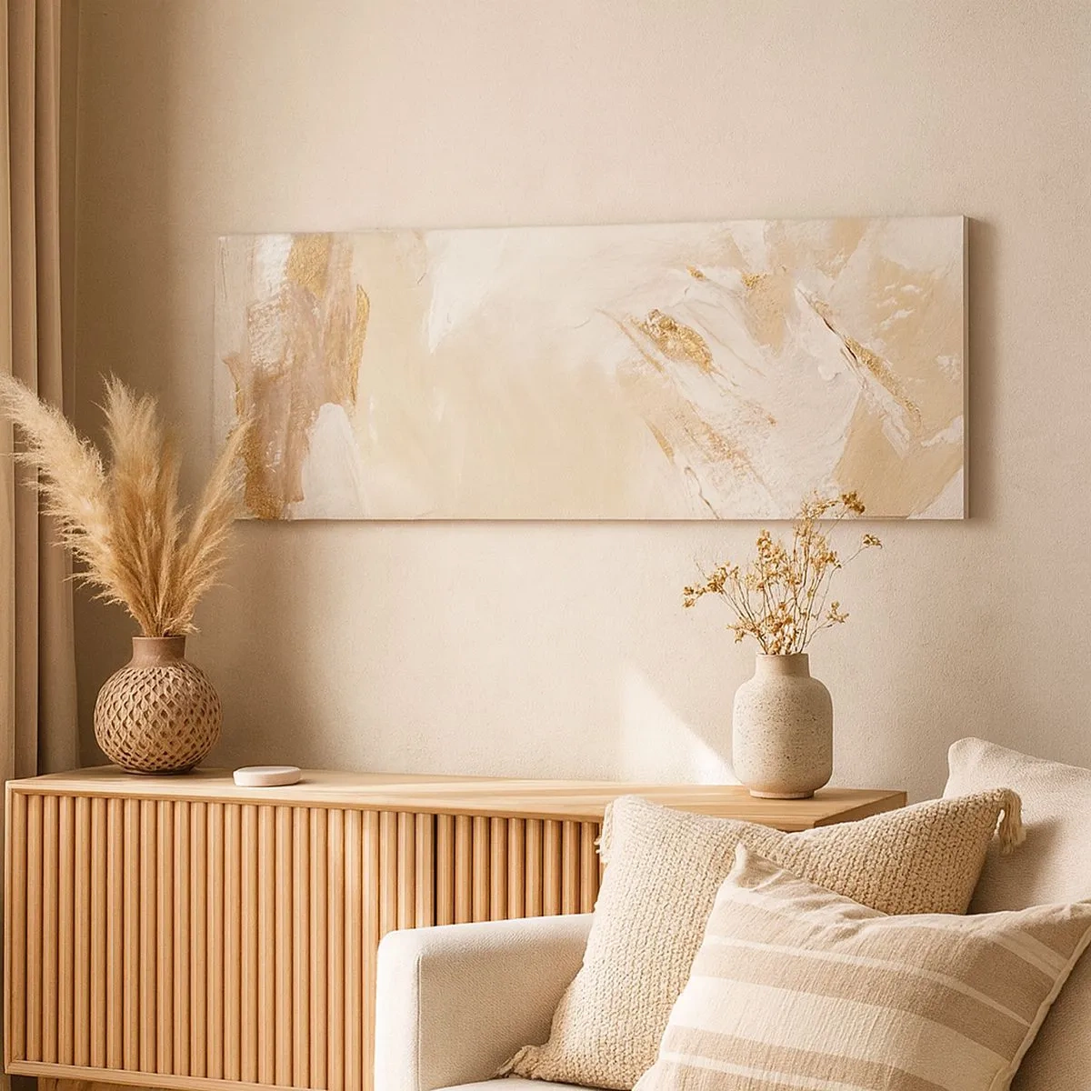 Schilderen op canvas - Pastelkleurige compositie - 100x40 cm