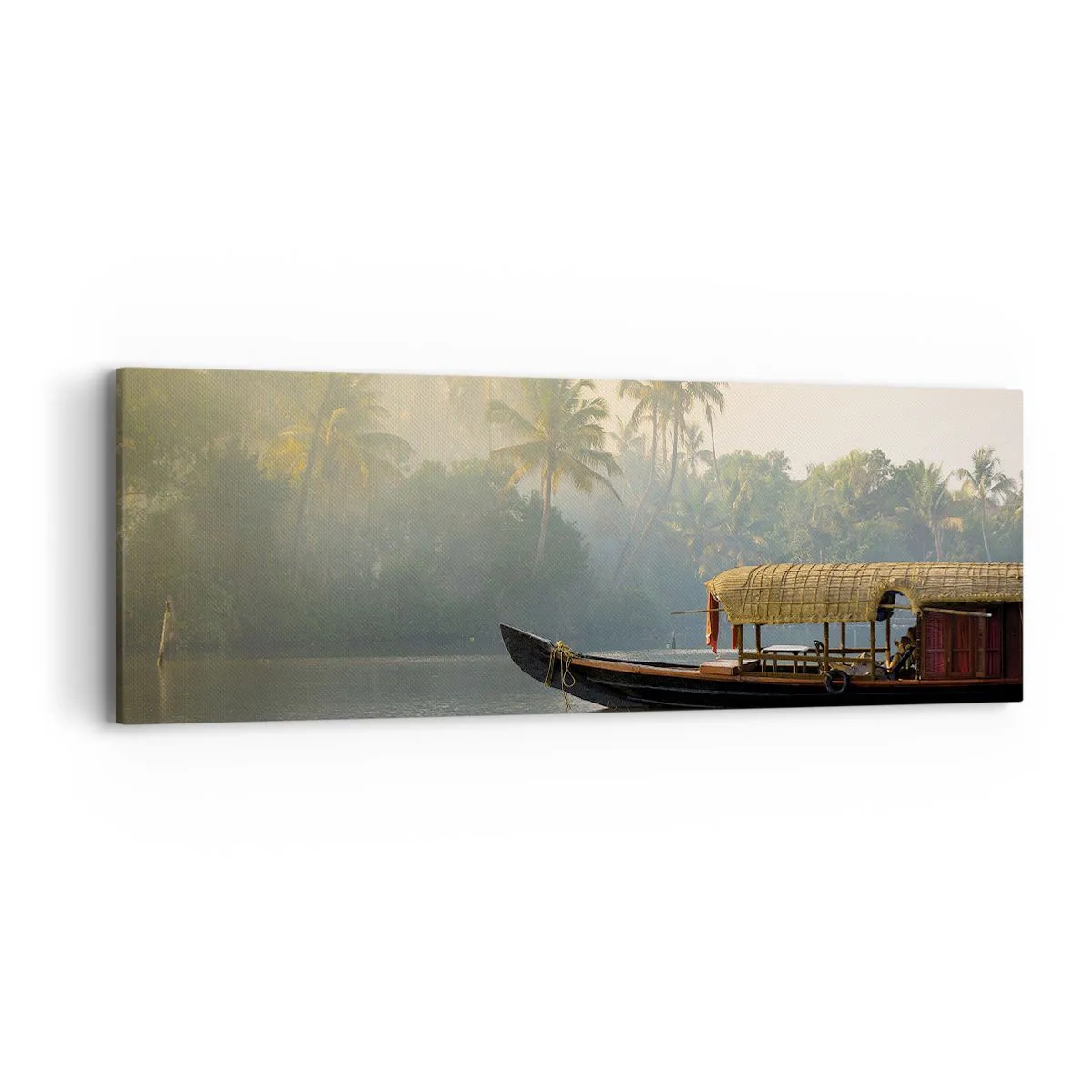 Schilderen op canvas - Huis aan de rivier - 90x30 cm