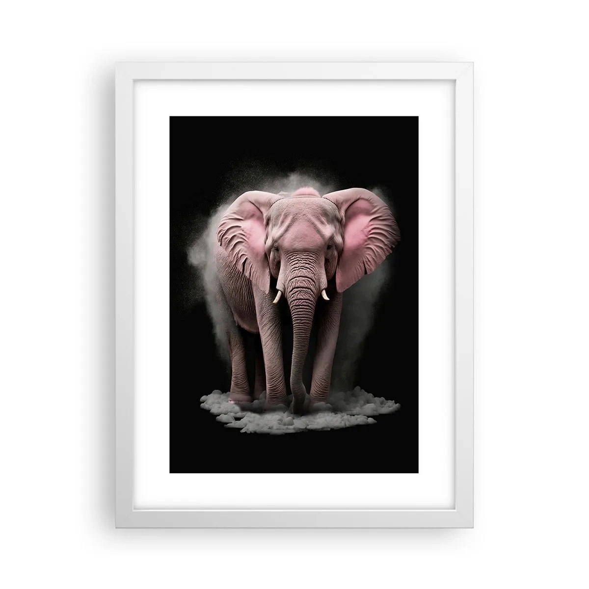 Poster in een witte lijst - Denk niet aan een roze olifant! - 30x40 cm