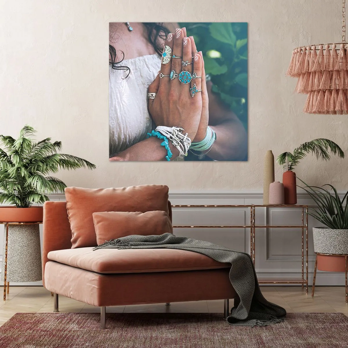 Schilderen op canvas - Welkom in het centrum van het zijn - 70x70 cm