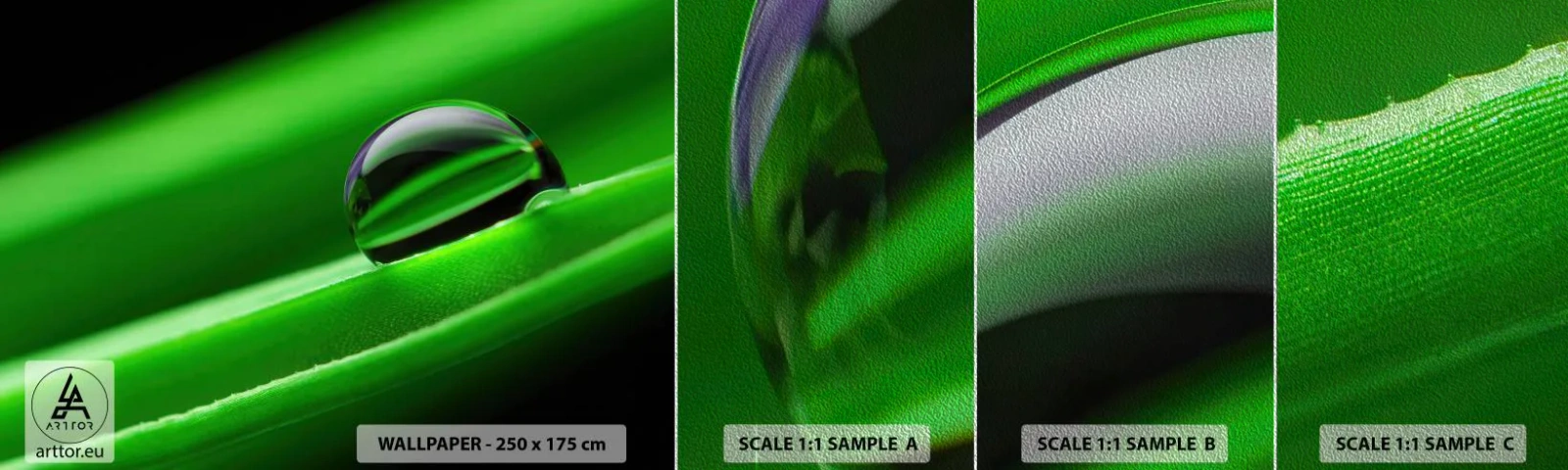 Fotobehang Monster Premium Sand - Leven van dichtbij - Abstractie, Grafisch, Een druppel water - 100x30 cm