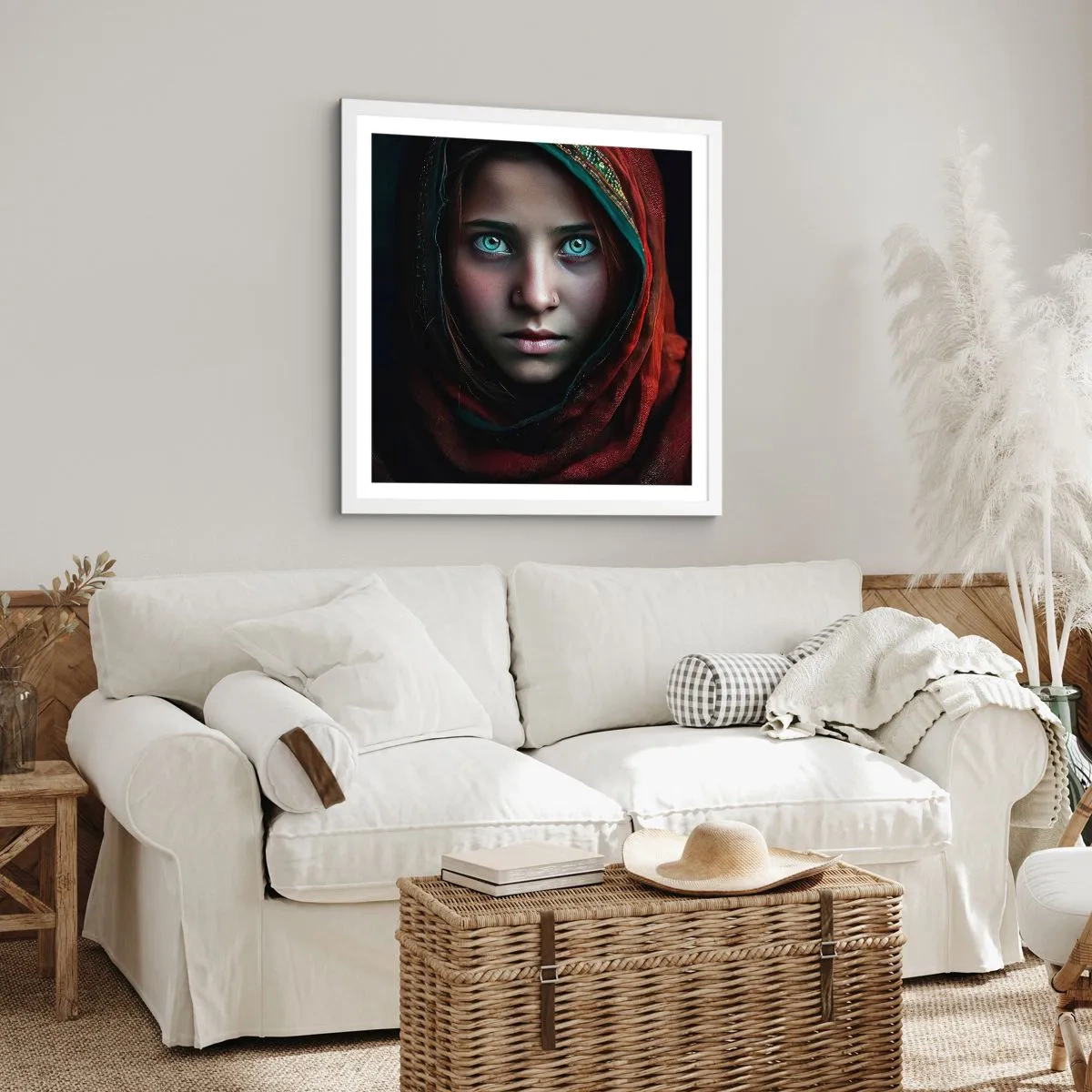 Poster in een witte lijst - Oosterse prinses - 40x40 cm
