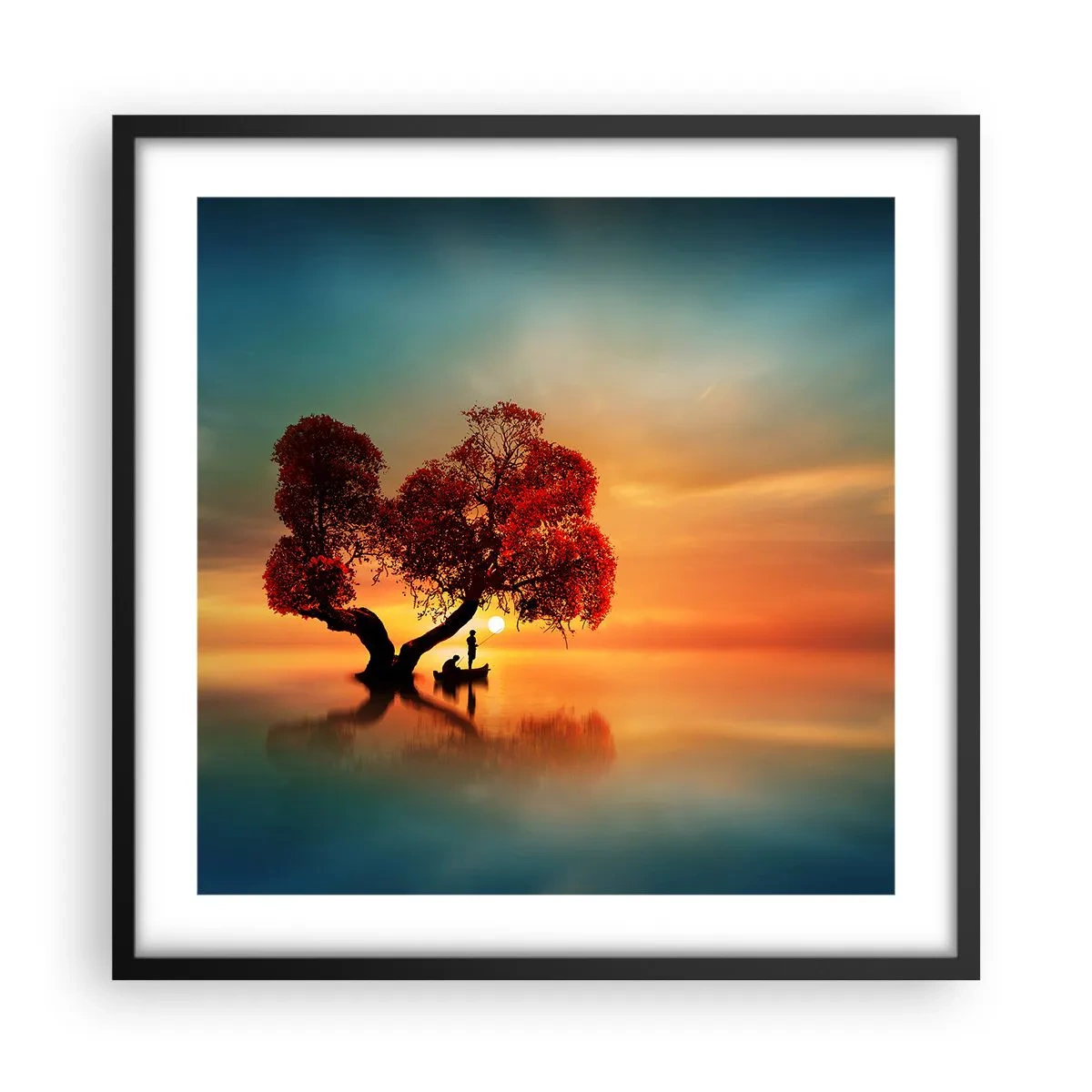 Poster in een zwarte lijst - Afstanders en de stilte van de wereldlozen - 50x50 cm