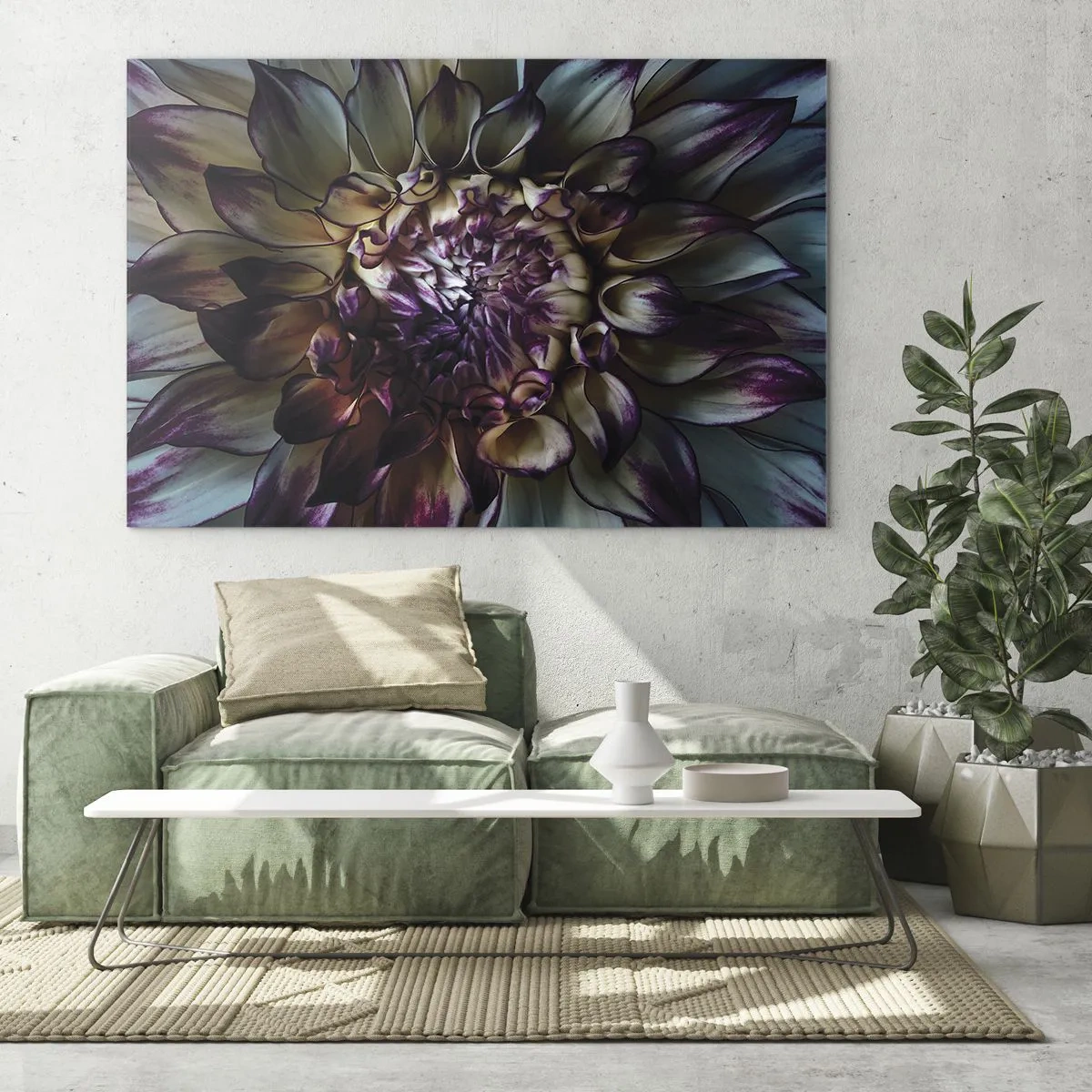 Schilderen op glas - Close-up van een bloem in een donker kleurenpalet - 70x50cm - De hoogtijdagen van de jeugd - Moderne wanddecoratie voor woonkamer en slaapkamer ARTTOR
