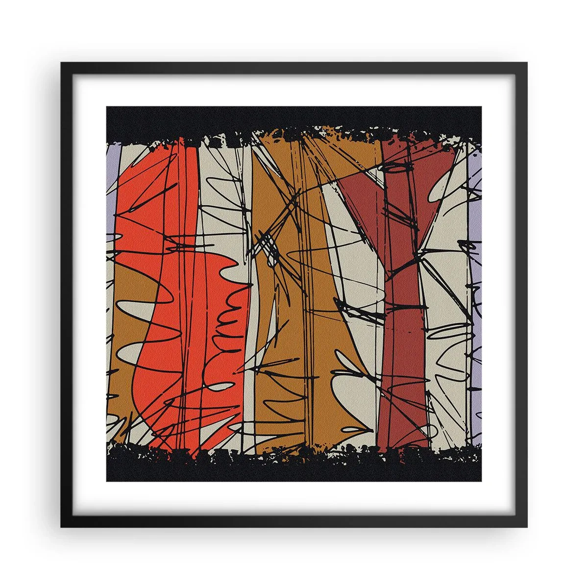Poster in een zwarte lijst - Spontane compositie - 50x50 cm