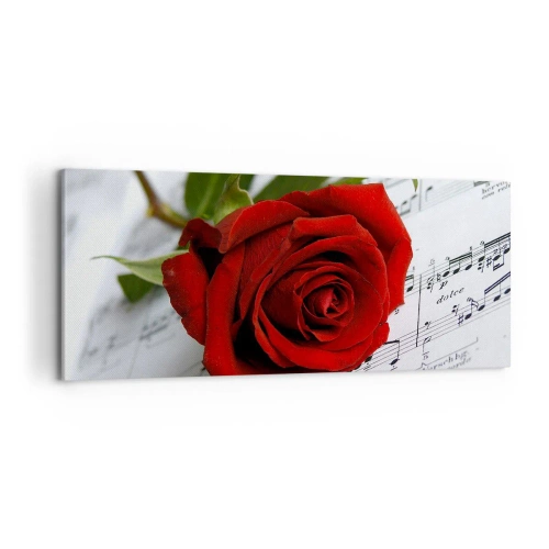 Schilderen op canvas - Muziek van gevoelens in scharlaken - 100x40 cm