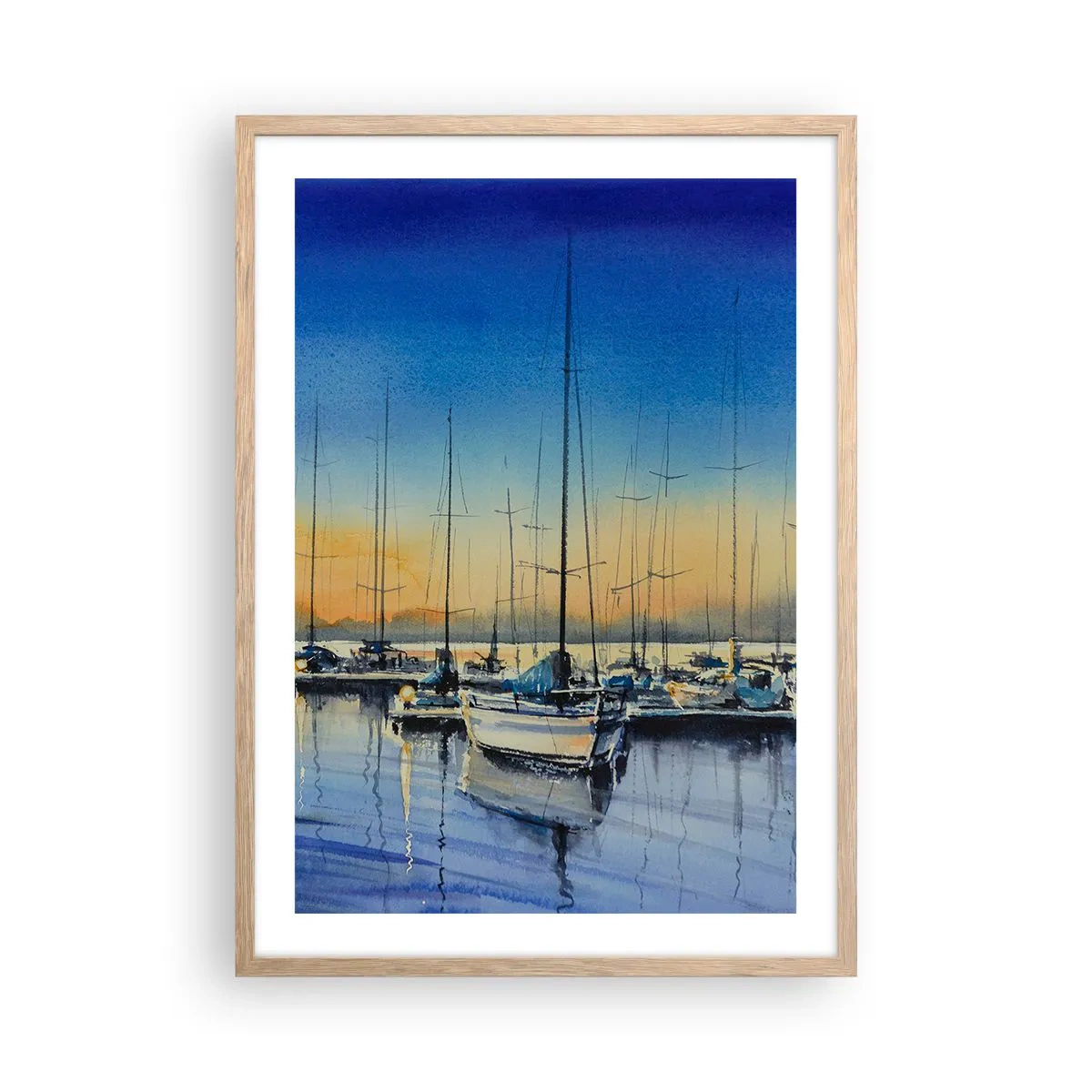 Een poster in een licht eiken lijst - Einde van een goede dag - 50x70 cm