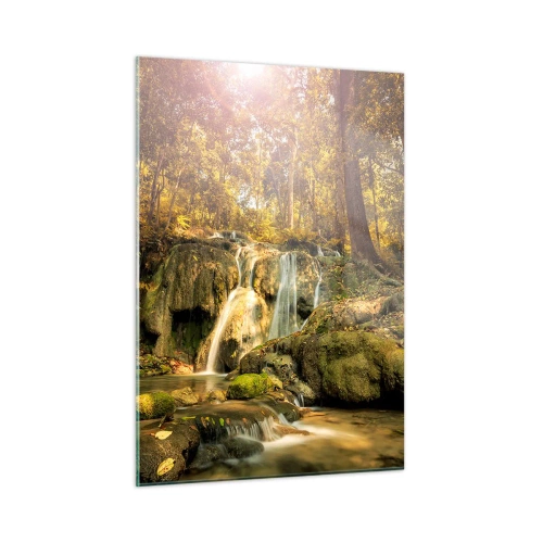 Schilderen op glas - Boscascade in het groen - 50x70 cm