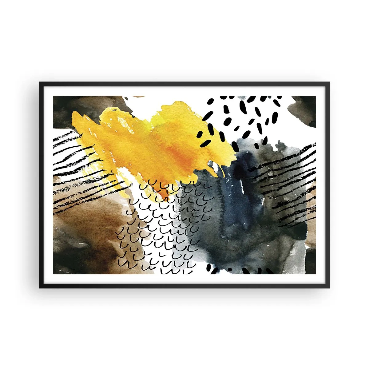 Poster in een zwarte lijst - Een ontmoeting van de elementen - 100x70 cm