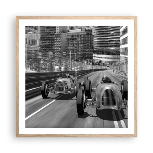 Een poster in een licht eiken lijst - Lang geleden in Monte Carlo - 60x60 cm
