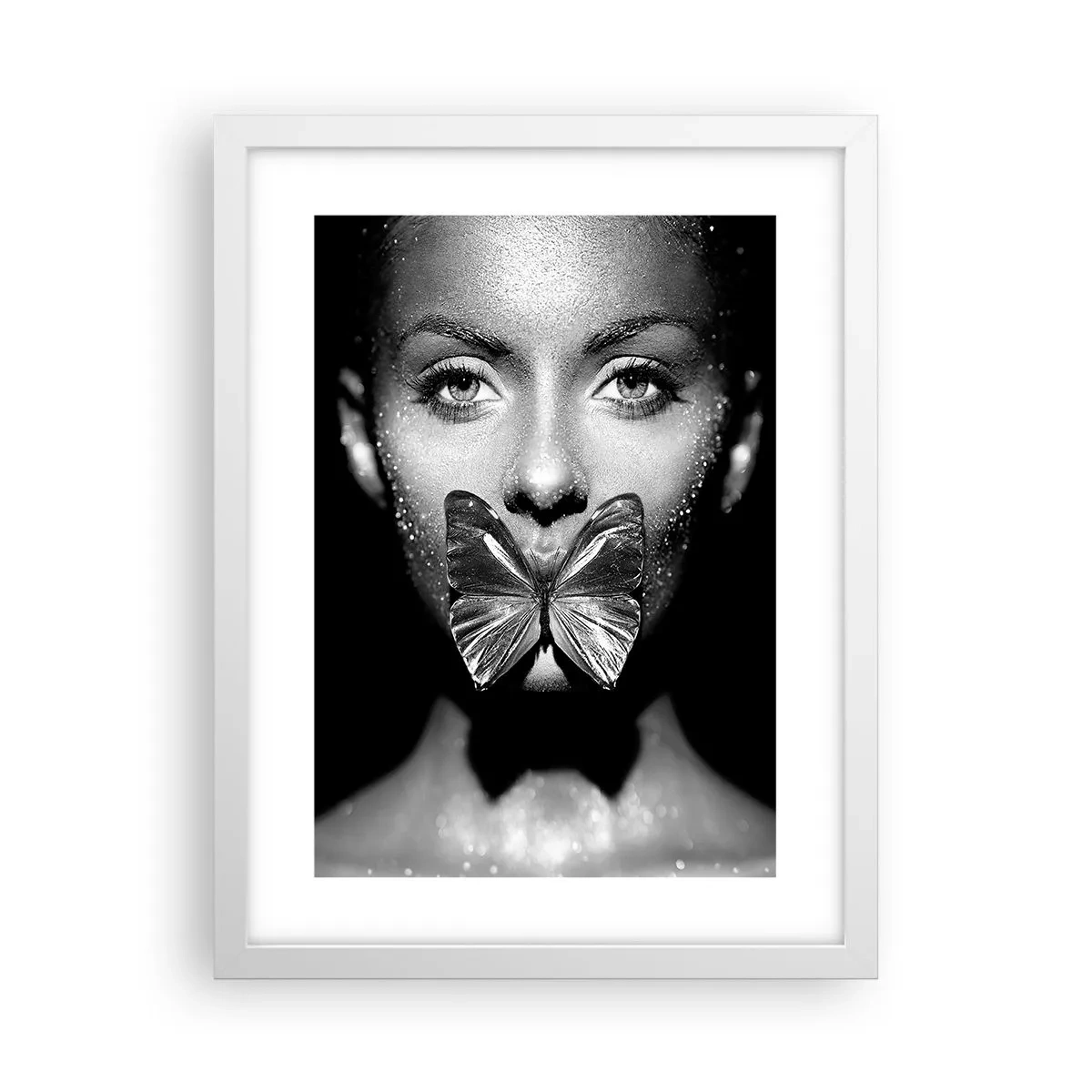 Poster in een witte lijst - Vlinder kus - 30x40 cm