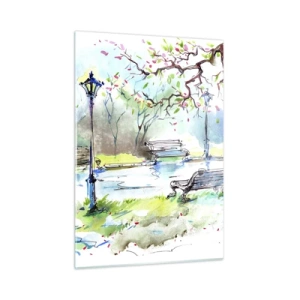 Schilderen op glas - De charme van de stilte van het park - 50x70 cm