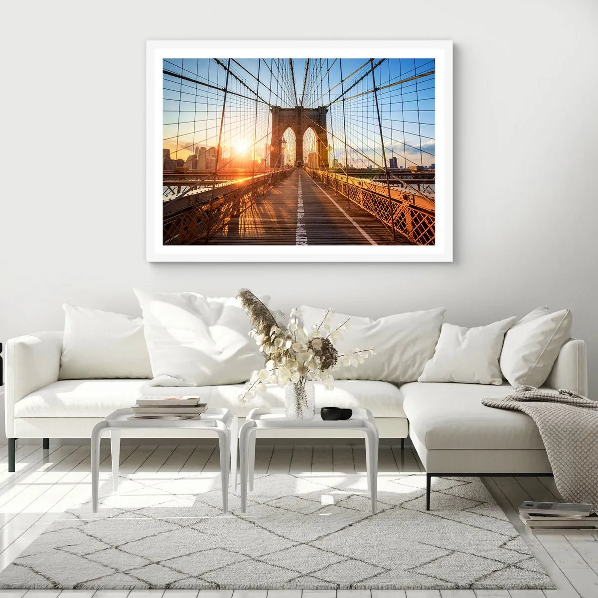 Poster in een witte lijst - Op de gouden brug - 40x30 cm