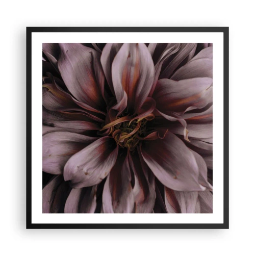Poster in een zwarte lijst - Een bloemenhart - 60x60 cm