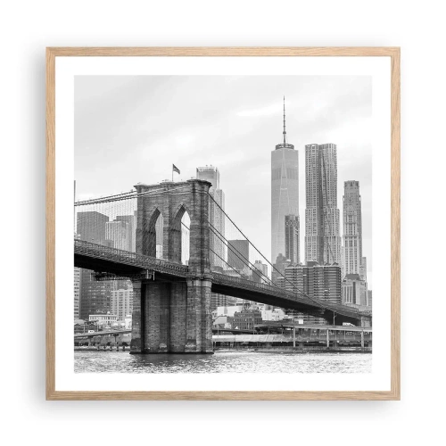 Een poster in een licht eiken lijst - New Yorkse sfeer - 60x60 cm