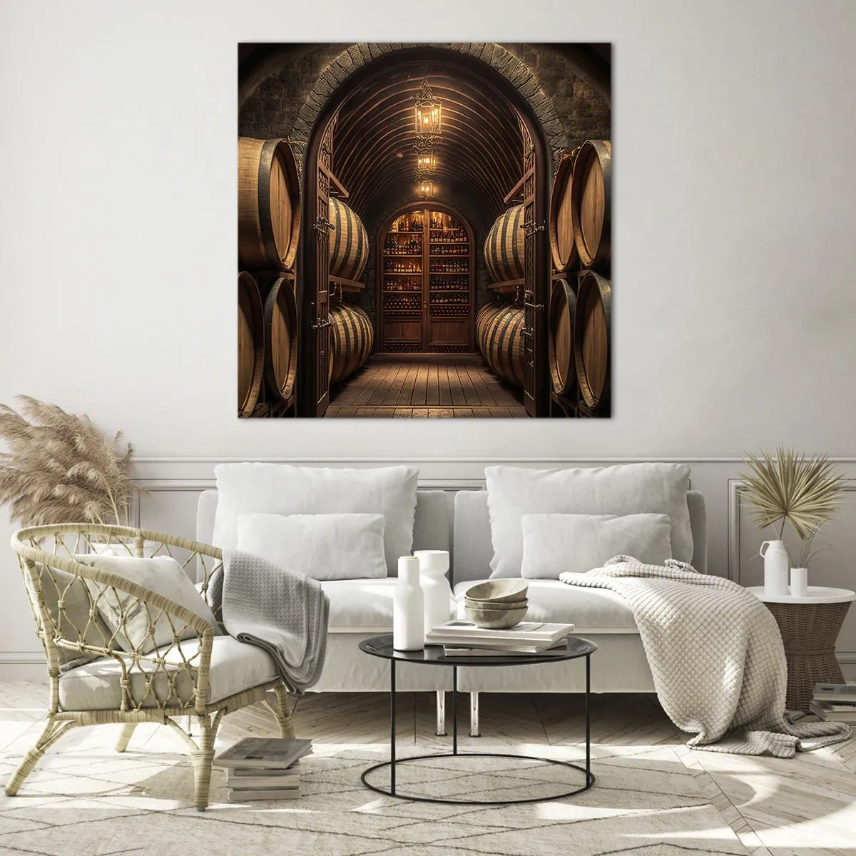 Schilderen op glas - Sfeervolle kelder - 40x40 cm