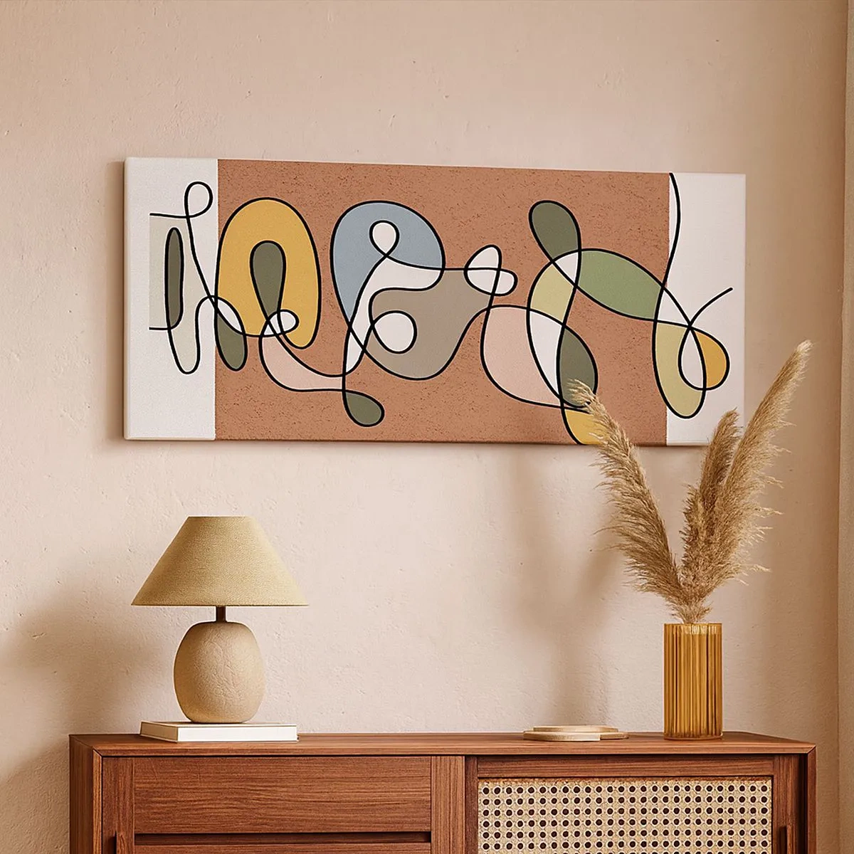 Schilderen op canvas - Abstractie die het glimlachen waard is - 100x40 cm