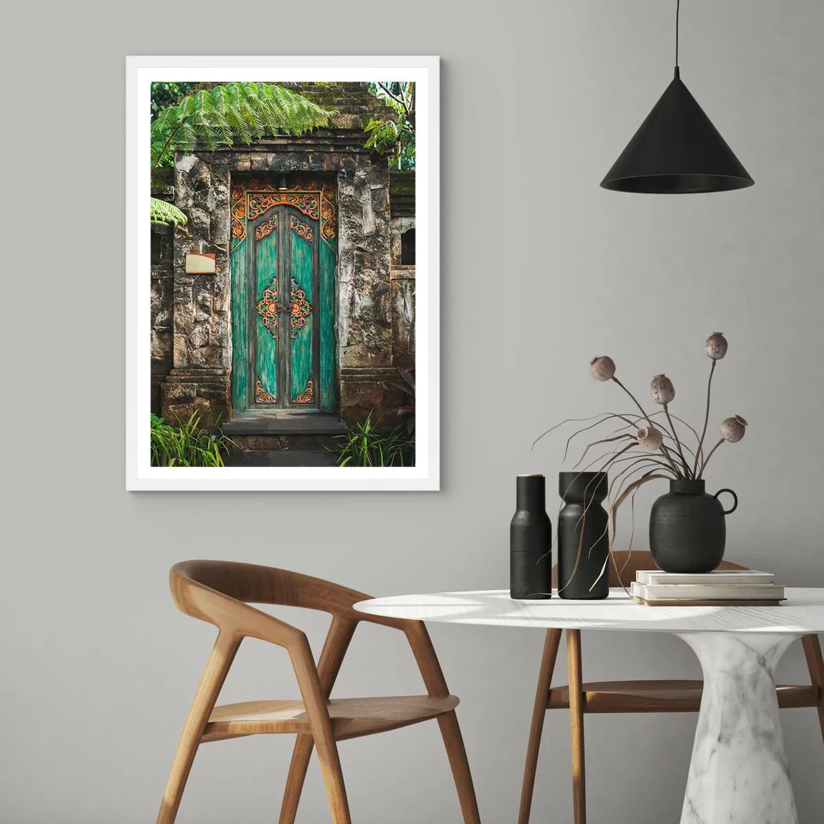 Poster in een witte lijst - Een deur naar een exotische wereld - 30x40 cm