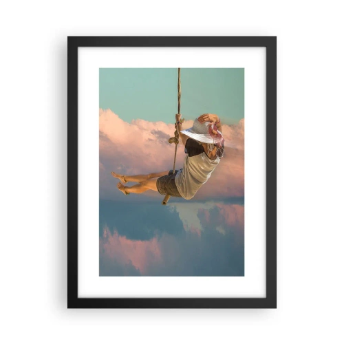 Poster in een zwarte lijst - Plezier in de wolken - 30x40 cm