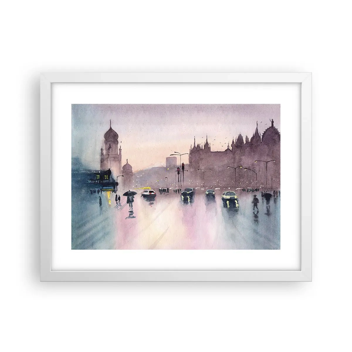 Poster in een witte lijst - In de regenachtige nevel - 40x30 cm