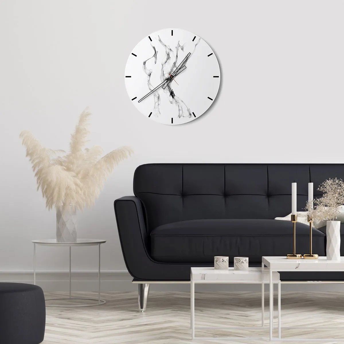 Wandklok - Klok - Abstracte zwarte lijnen in een minimalistische compositie - 30x30cm - Mooi en sterk - Moderne wanddecoratie voor woonkamer, keuken en slaapkamer ARTTOR