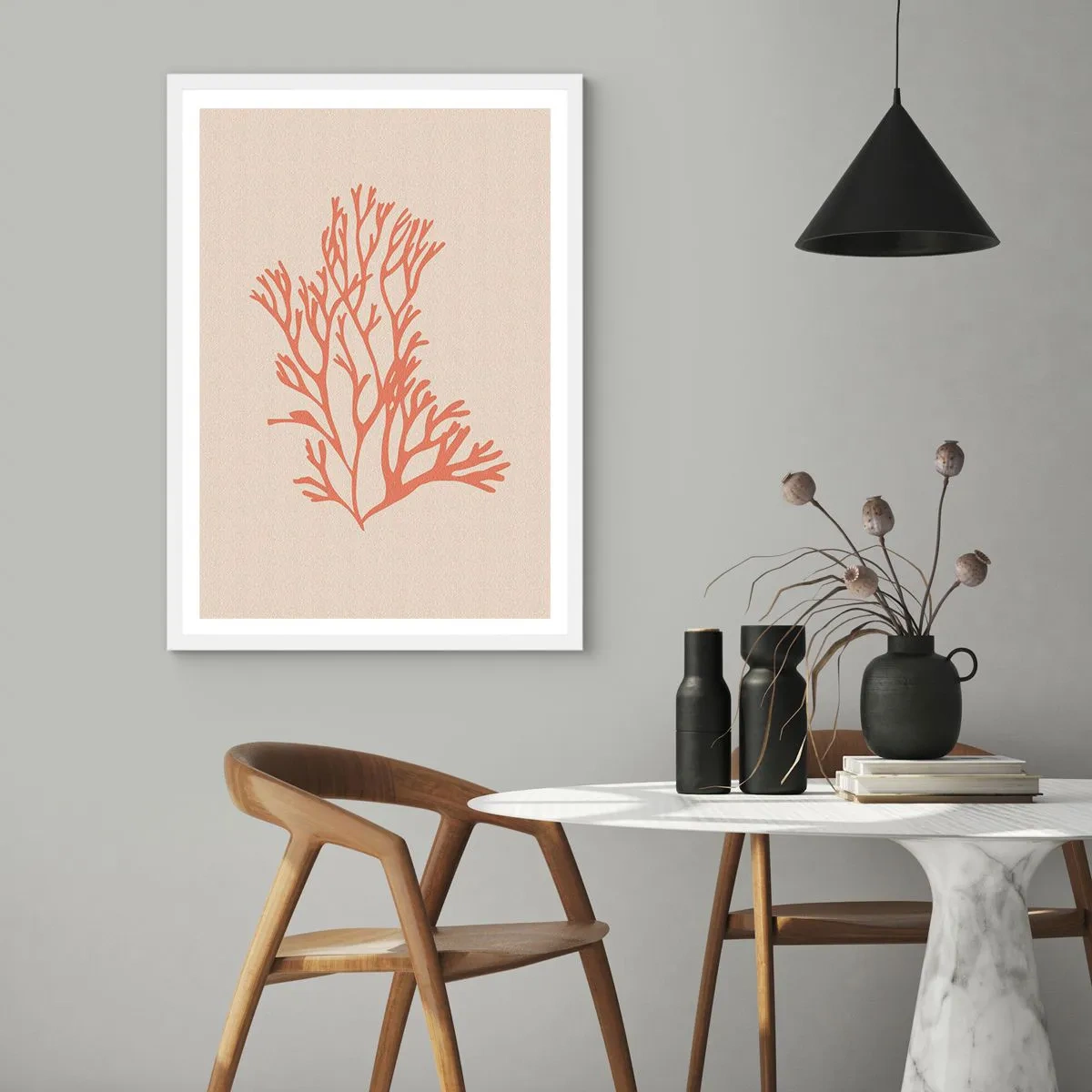 Poster in een witte lijst - Koraal filigraan - 50x70 cm