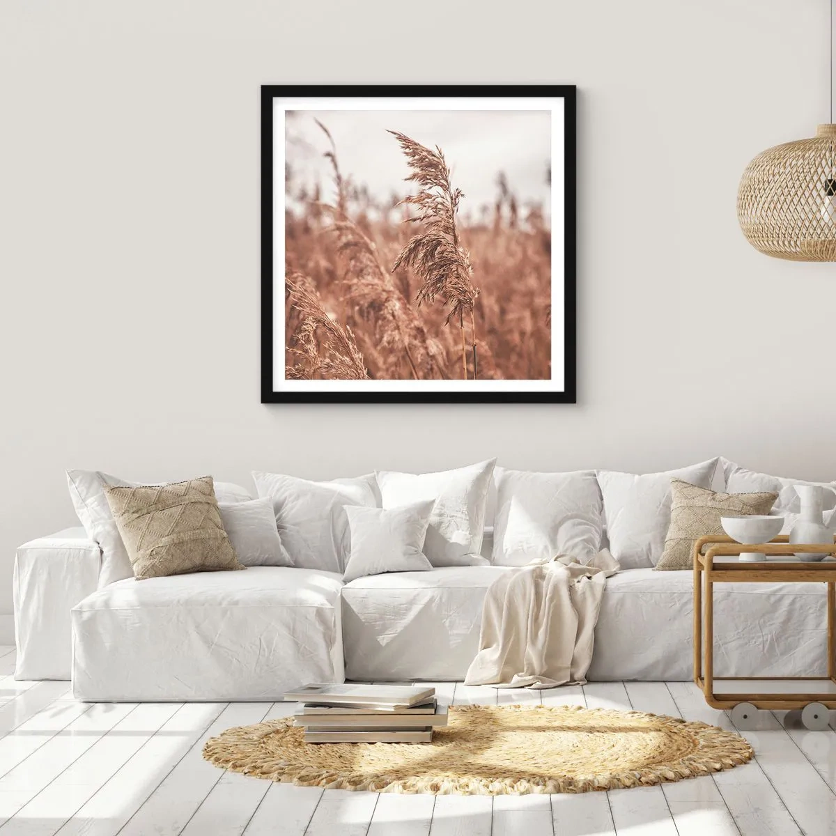 Poster in een zwarte lijst - Het is al herfst in de velden - 30x30 cm
