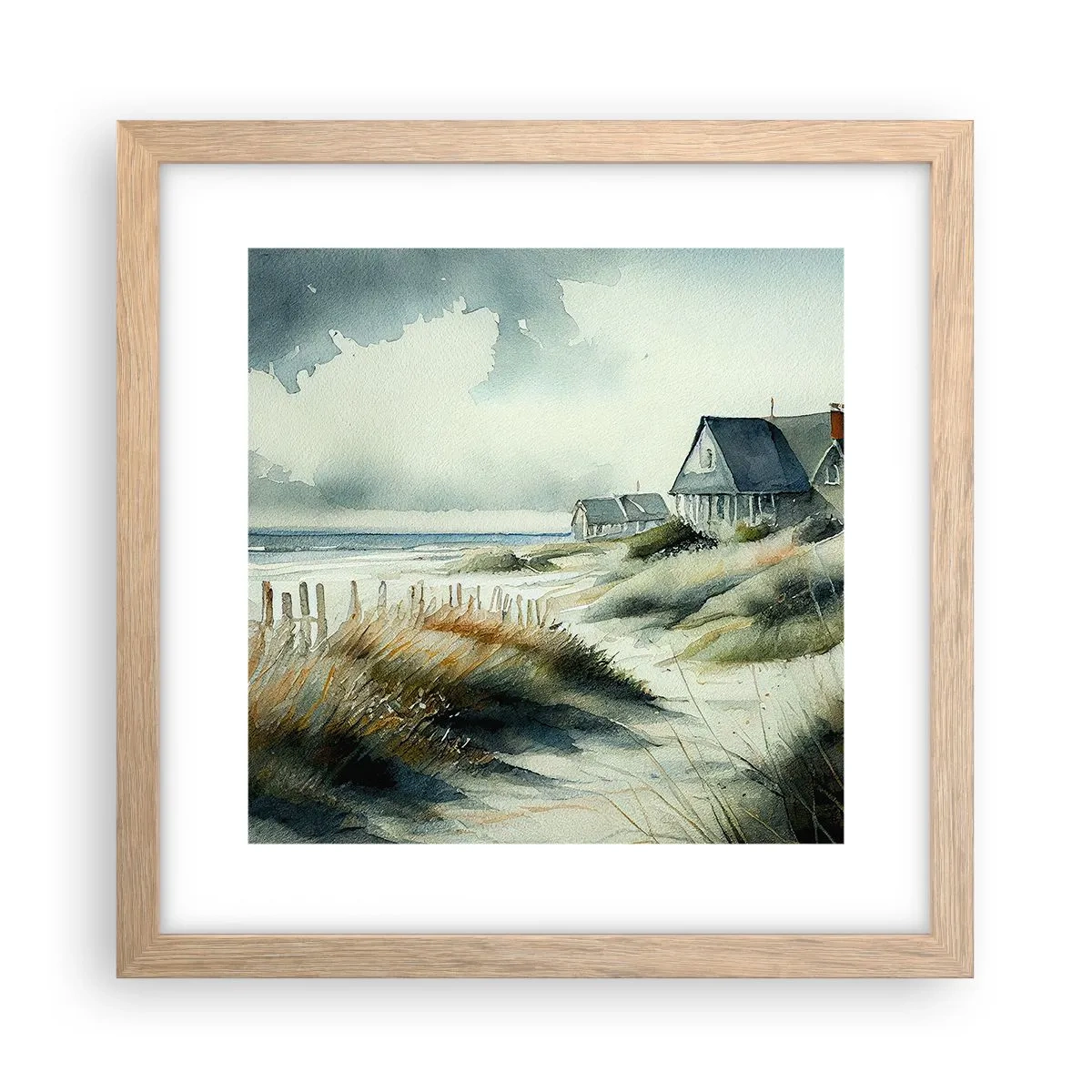 Een poster in een licht eiken lijst - Weg van de drukte - 30x30 cm