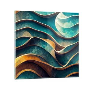 Schilderen op glas - Meanders van blauw - 50x50 cm