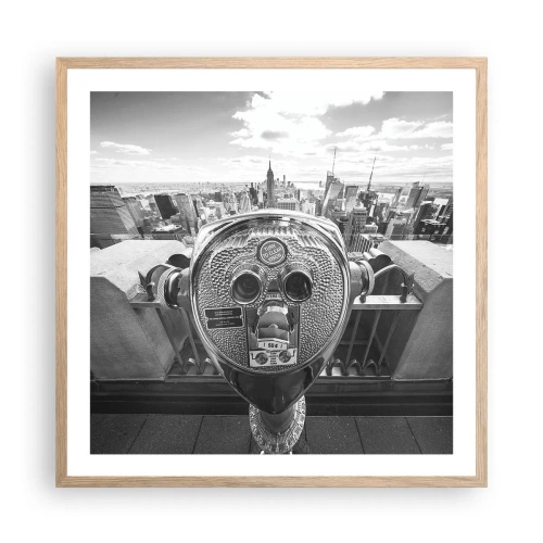 Een poster in een licht eiken lijst - Stad boven de steden - 60x60 cm