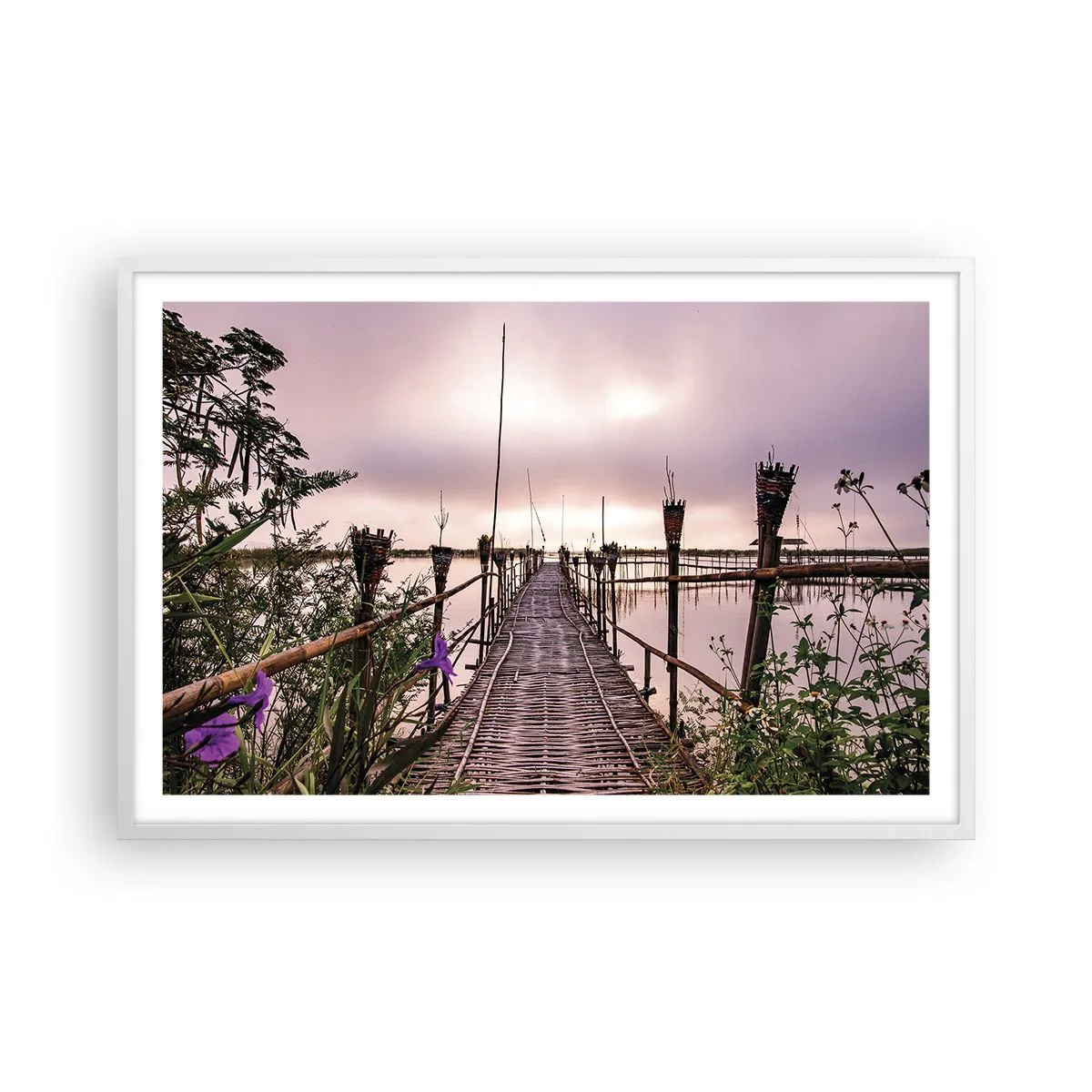 Poster in een witte lijst - Rust en stilte van Azië - 91x61 cm