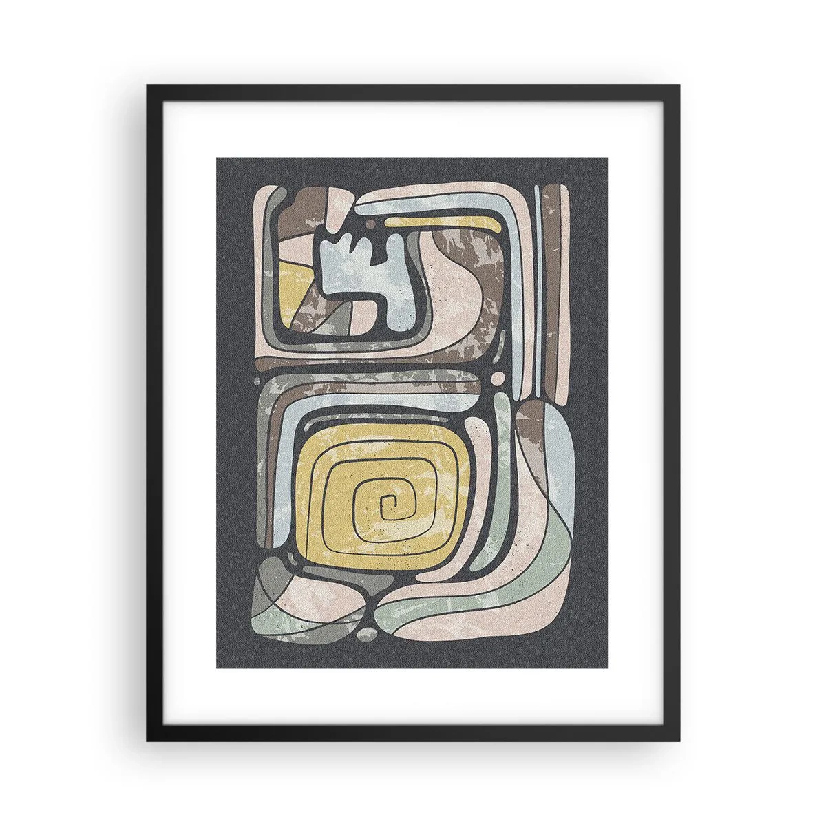 Poster in een zwarte lijst - Abstractie in de precolumbiaanse geest - 40x50 cm
