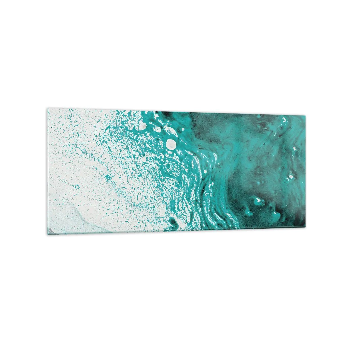 Schilderen op glas - Versmelten in wit en turkoois - 120x50 cm