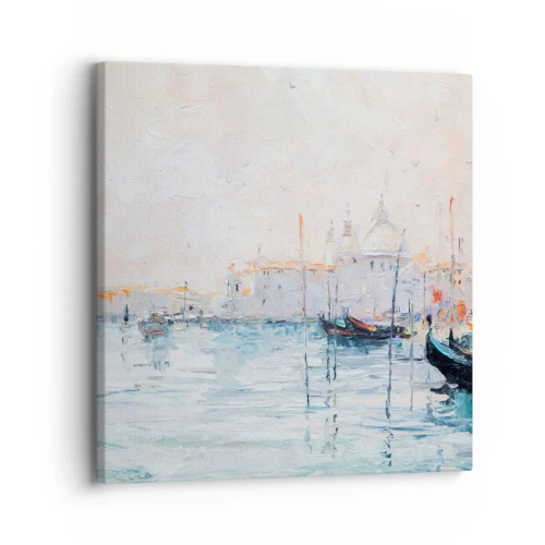 Schilderen op canvas - Achter het water, achter de mist - 30x30 cm